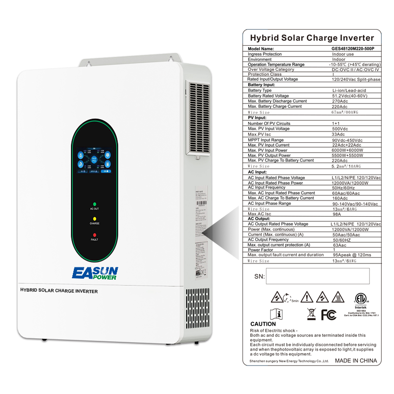 EASUN POWER 120V/110V 12KW Hyb – Grid Tie Inverter Limiter 2000W Bewertung und Preis