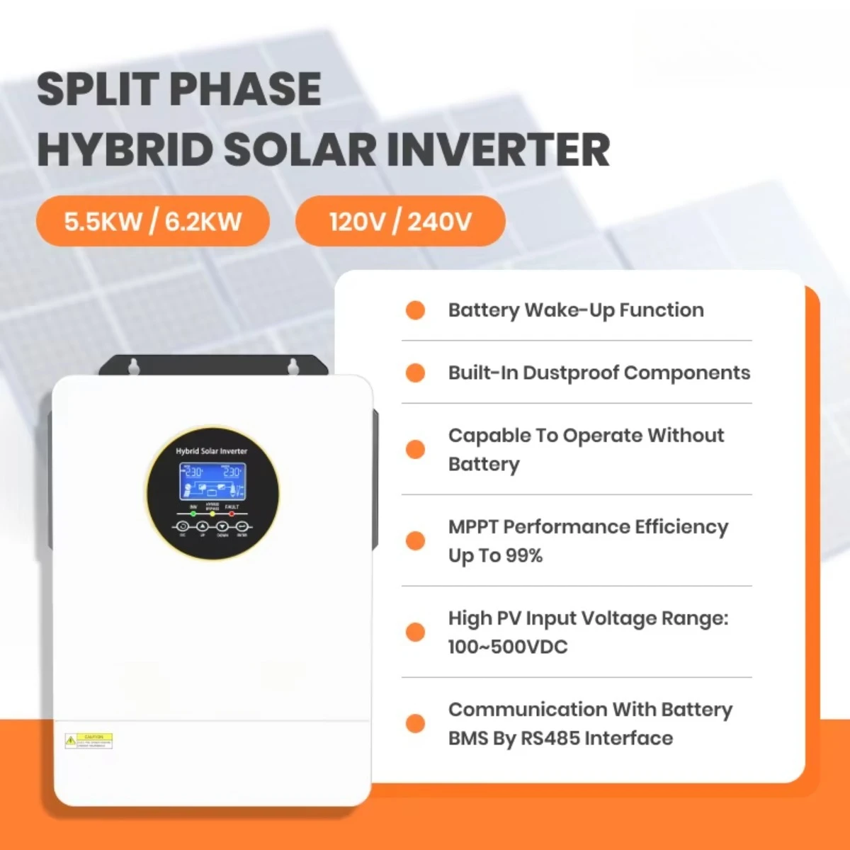3kW 4kW 5000W 5,5kW 6kW 6200 P – Hybrid Solar Inverter 5.5Kw Mppt 48V Bewertung und Preis